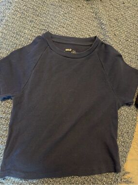aerie Black Ribbed Crop Tee
